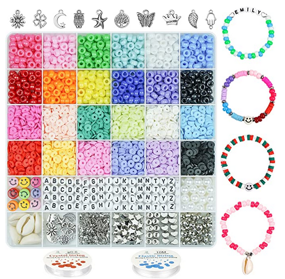 Beads Bracelet Making Kit, Velavior 24 Colors Polymer Clay Beads